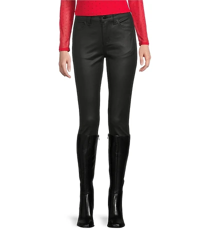 Reba Coated Stretch Denim Straight Leg Ankle Jeans