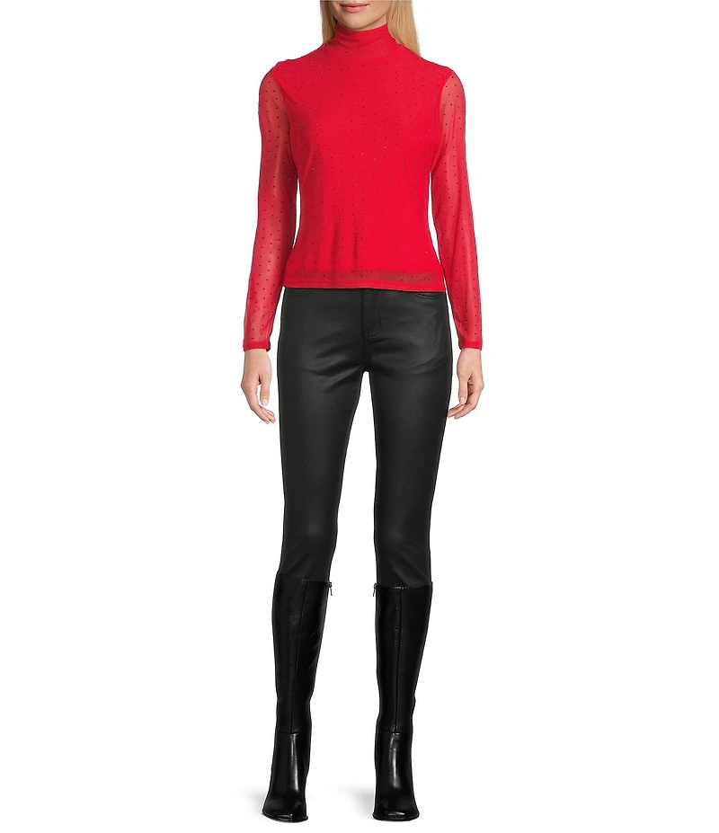 Reba Coated Stretch Denim Straight Leg Ankle Jeans