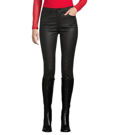 Reba Coated Stretch Denim Straight Leg Ankle Jeans