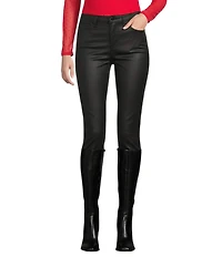 Reba Coated Stretch Denim Straight Leg Ankle Jeans