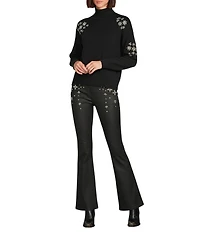 Reba Coordinating Coated Hand Sewn Crystal Jewel Bootcut Jeans