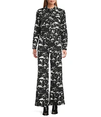 Reba Coordinating Holiday Cowboy Print Woven Twill Point Collar Long Sleeve Shirt