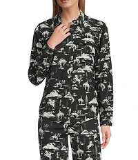 Reba Coordinating Holiday Cowboy Print Woven Twill Point Collar Long Sleeve Shirt