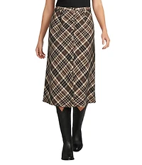 Reba Coordinating Lawson Woven Plaid Print A-Line Midi Skirt