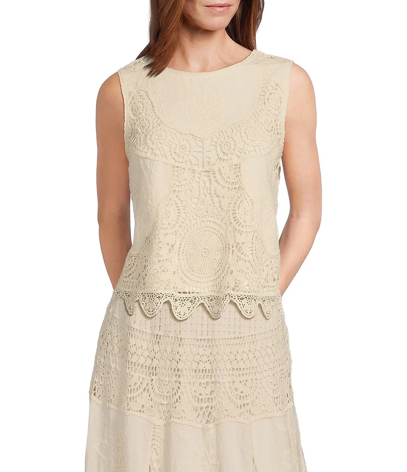 Reba Crochet Scoop Neck Coordinating Sleeveless Top