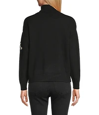 Reba Dahlia Ribbed Jersey Knit Turtle Neck Long Sleeve Sweater