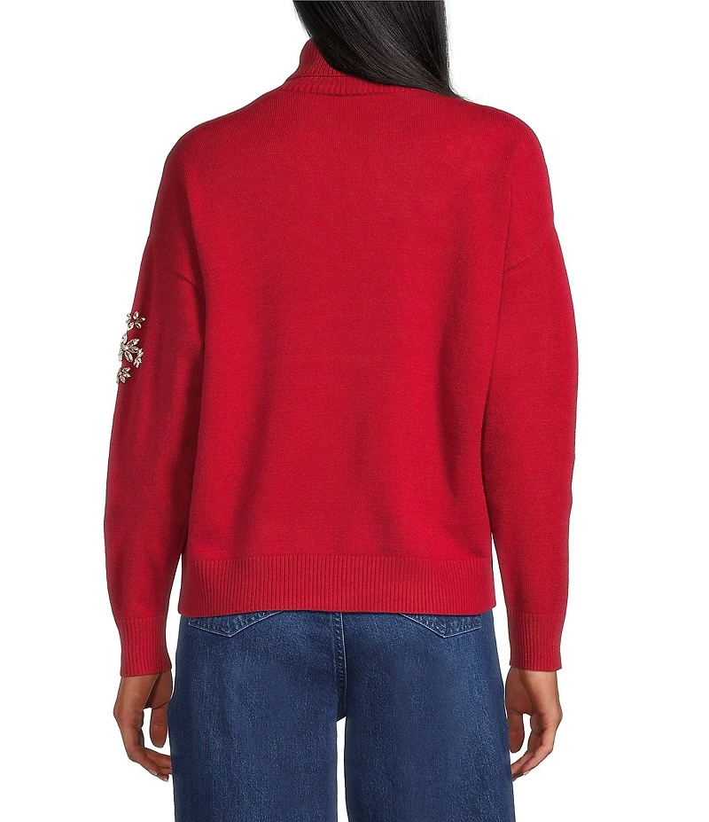 Reba Dahlia Ribbed Jersey Knit Turtle Neck Long Sleeve Sweater