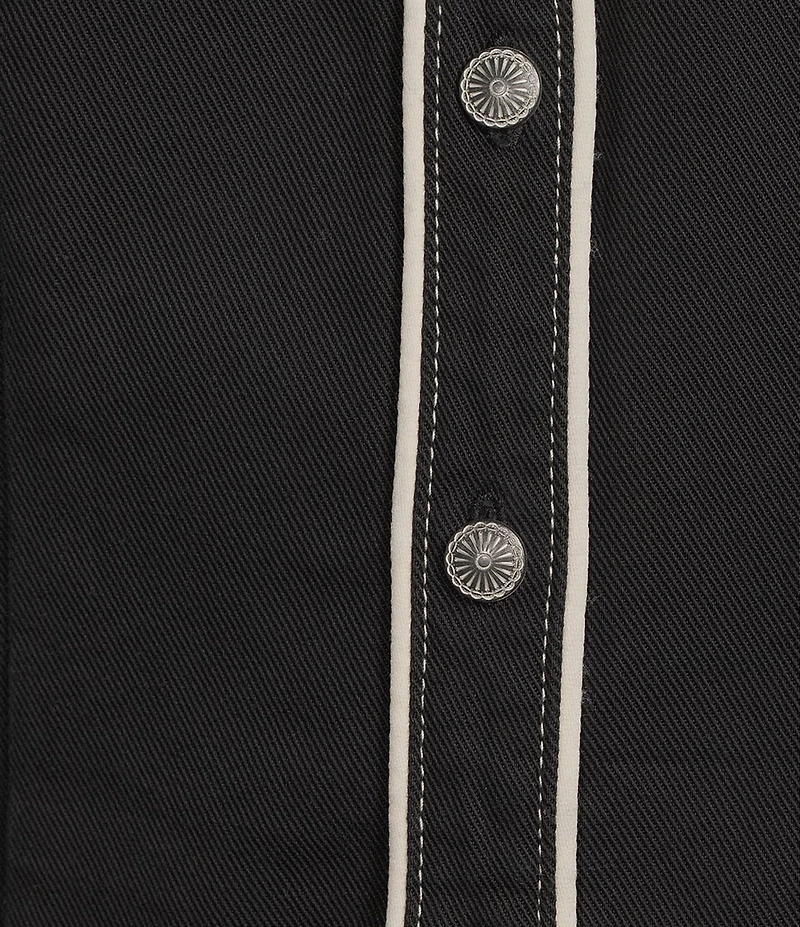 Reba Dakota Point Collar Long Sleeve Embroidered Shirt Dress