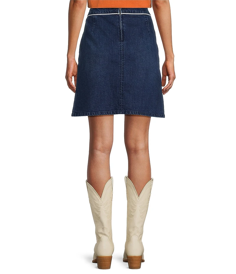 Reba Denim Contrast Piping A-Line Coordianting Skirt
