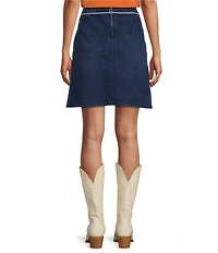 Reba Denim Contrast Piping A-Line Coordianting Skirt