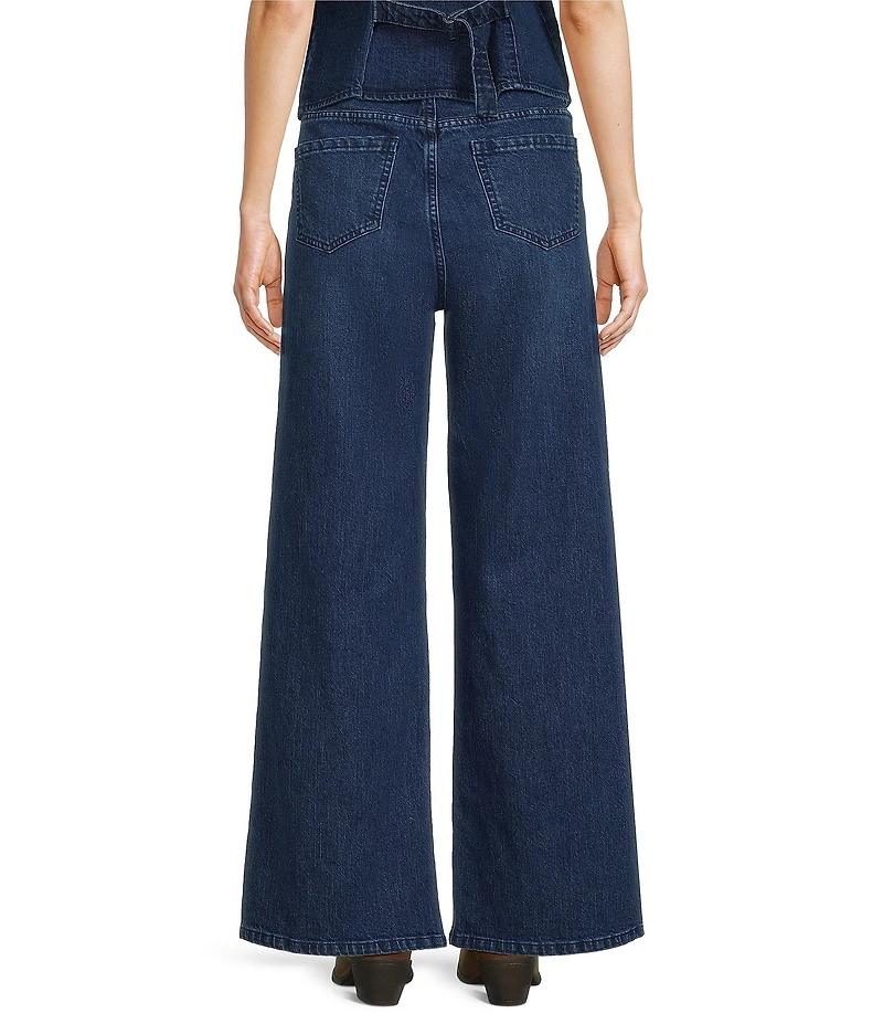 Reba Denim Contrast Piping Wide Leg Coordinating Jeans