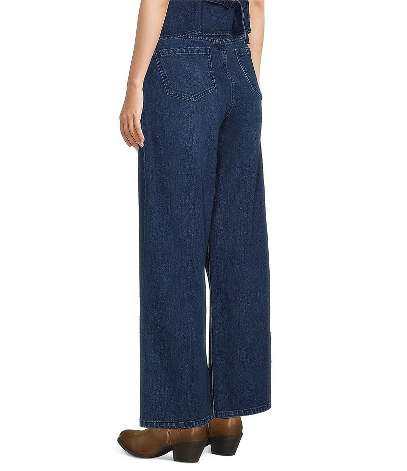 Reba Denim Contrast Piping Wide Leg Coordinating Jeans