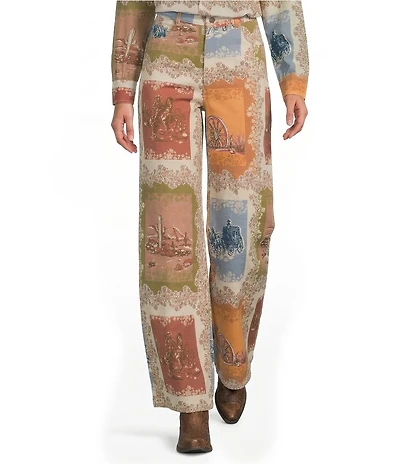 Reba Elsie Twill Country Print Wide Leg Jeans