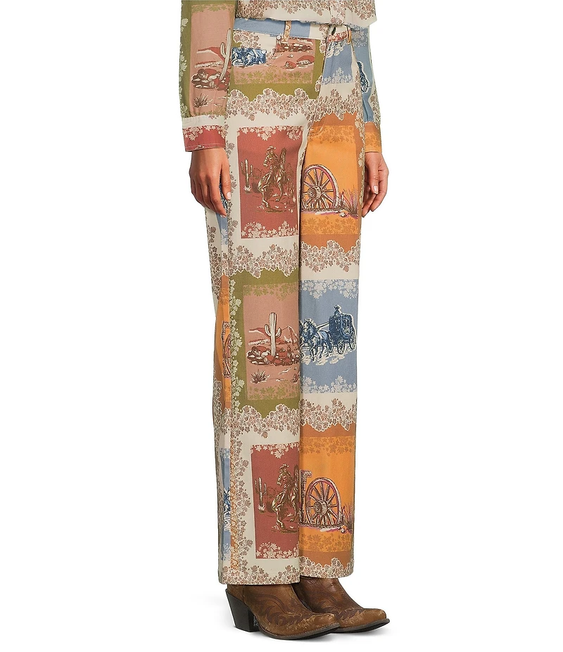 Reba Elsie Twill Country Print Wide Leg Jeans
