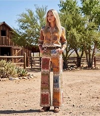 Reba Elsie Twill Country Print Wide Leg Jeans