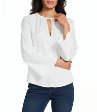 Reba Free Spirit Split Neck Long Sleeve Peasant Blouse