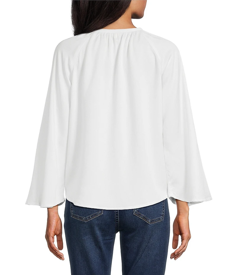 Reba Free Spirit Split Neck Long Sleeve Peasant Blouse