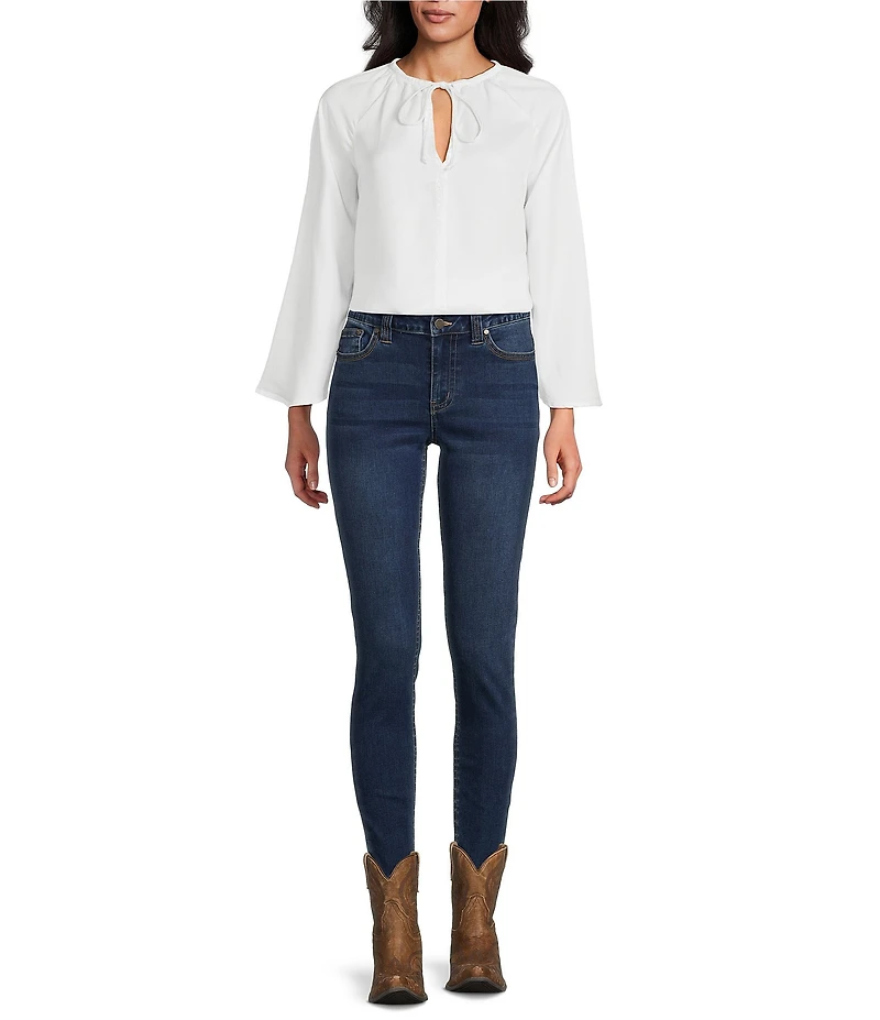 Reba Free Spirit Split Neck Long Sleeve Peasant Blouse