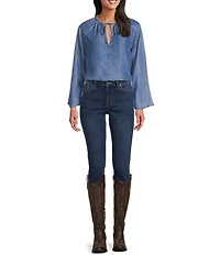 Reba Free Spirit Split Neck Long Sleeve Peasant Blouse