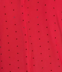 Reba Jeweled Mesh Knit Mock Neck Long Sleeve Tee