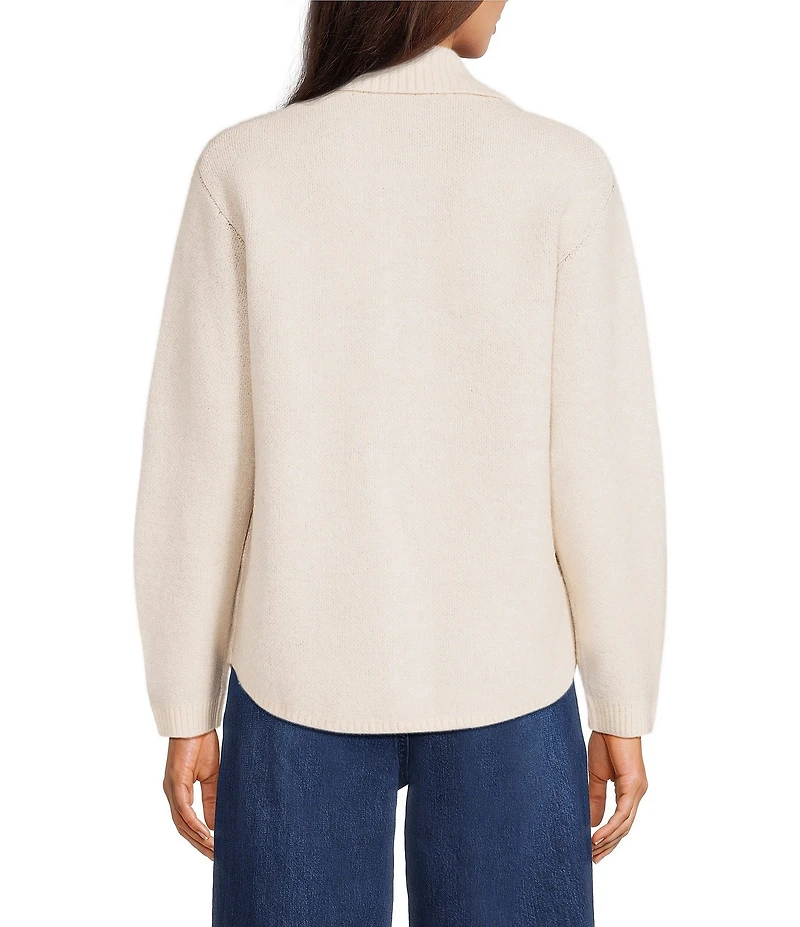 Reba Knit Jacquard Horse Point Collar Long Sleeve Cardigan