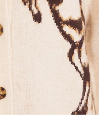 Reba Knit Jacquard Horse Point Collar Long Sleeve Cardigan