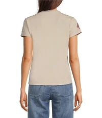 Reba Knit Jersey Embroidered Crew Neck Long Sleeve Tee Shirt