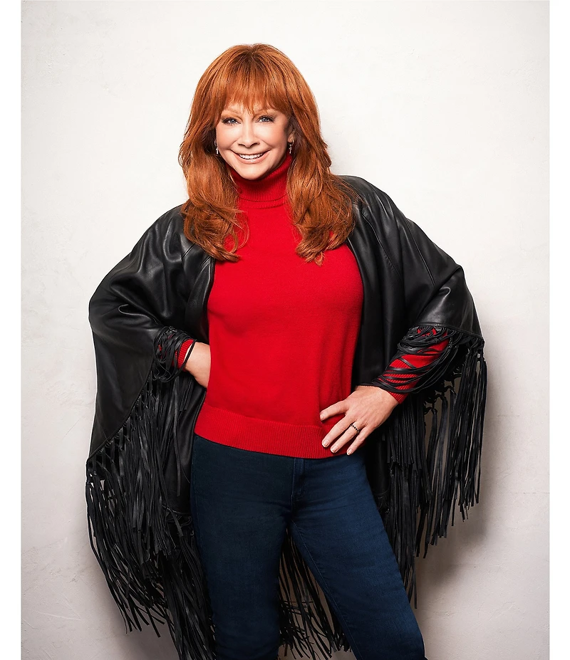 Reba Leather Open Front Fringe Detail Cape