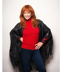 Reba Leather Open Front Fringe Detail Cape