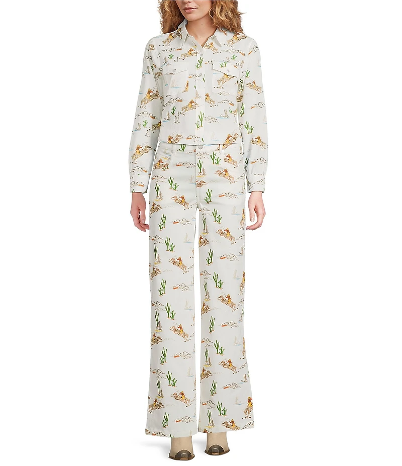 Reba Louise Cowboy Western Button Front Long Sleeve Coordinating Shirt