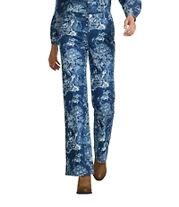 Reba Magnolia Coordinating Twill High Rise Cowboy Toile Print Wide Leg Pants