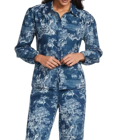 Reba Magnolia Coordinating Woven Voile Cowboy Toile Print Point Collar Long Sleeve Shirt