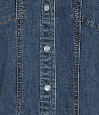Reba Mesa Stretch Denim Point Collar Long Sleeve Shirt Dress