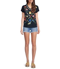 Reba Mid Rise 5 Pocket Frayed Hem Stretch Denim Cut Off Shorts