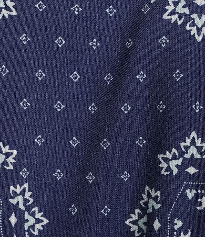 Reba Orion Bandana Print Point Collar Sleeveless A-Line Maxi Dress