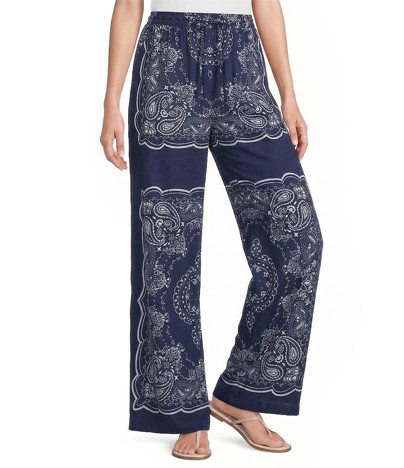 Reba Orion Bandana Print Wide Leg Pants