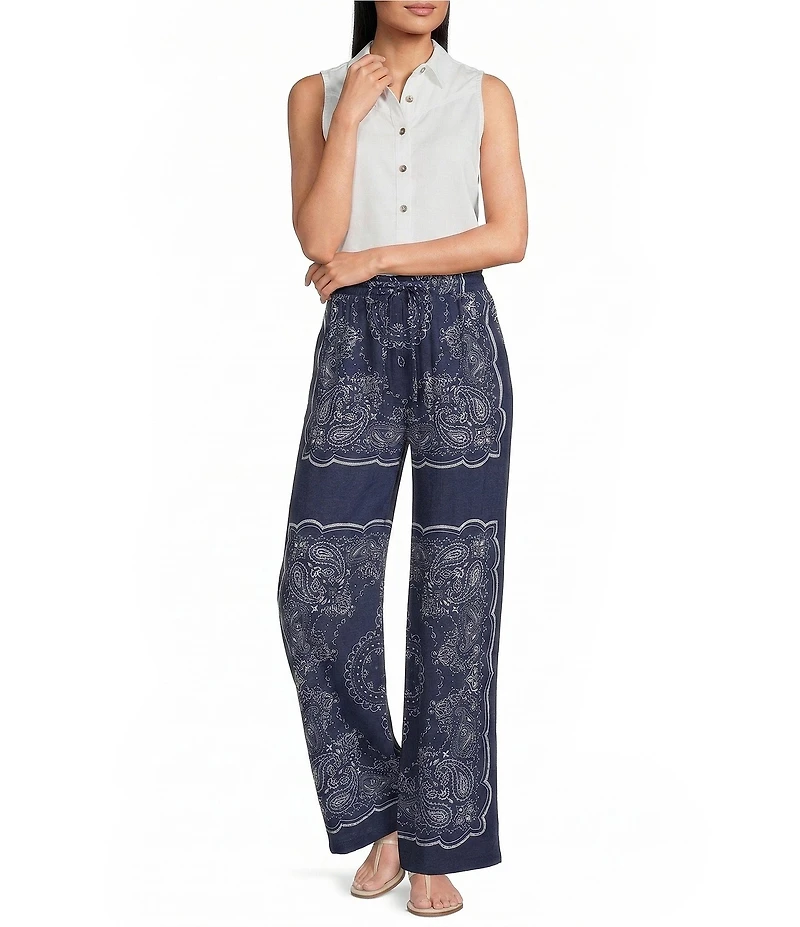 Reba Orion Bandana Print Wide Leg Pants