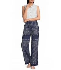 Reba Orion Bandana Print Wide Leg Pants