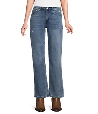 Reba Relaxed Straight Leg Distressed Denim Jeans