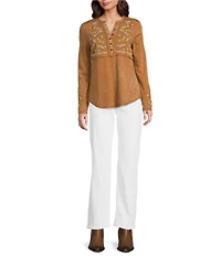 Reba Relaxed Straight Leg Distressed Denim Jeans