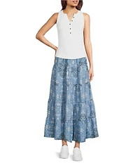 Reba Ribbed Knit Scoop Neck Sleeveless Tank