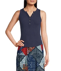Reba Ribbed Knit Scoop Neck Sleeveless Tank