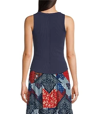 Reba Ribbed Knit Scoop Neck Sleeveless Tank