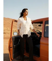 Reba Sage Knit V-Neck Asymmetrical Fringe Long Sleeve Button Down Cardigan