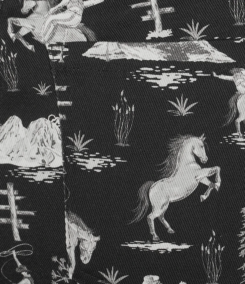 Reba Coordinating Stretch Twill Holiday Cowboy Print Wide Leg Jeans