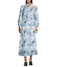 Reba Voile Twilight Prairie Floral Print A-Line Skirt