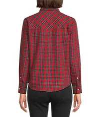 Reba Woven Plaid Print Point Collar Long Sleeve Shirt