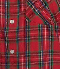 Reba Woven Plaid Print Point Collar Long Sleeve Shirt