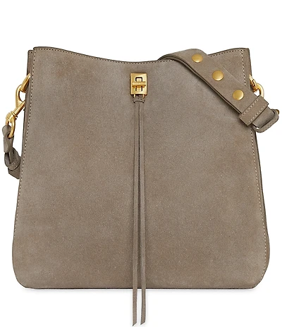 REBECCA MINKOFF Darren Antique Brass Tone Leather Shoulder Bag