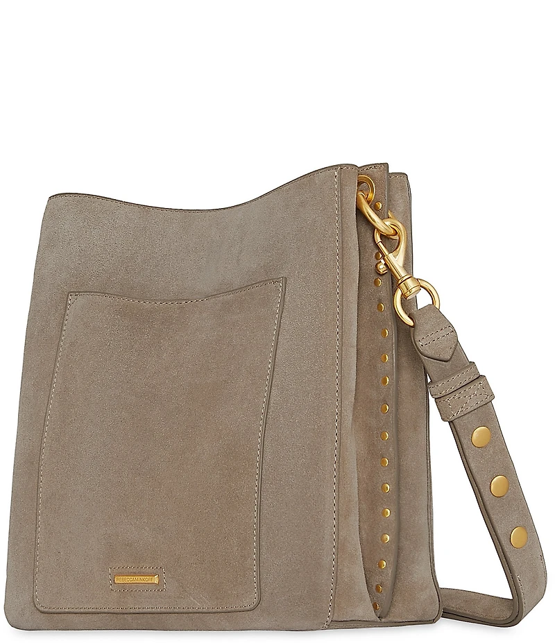 REBECCA MINKOFF Darren Antique Brass Tone Leather Shoulder Bag